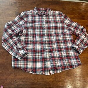 J. McLaughlin red blue white plaid button down boys size 14